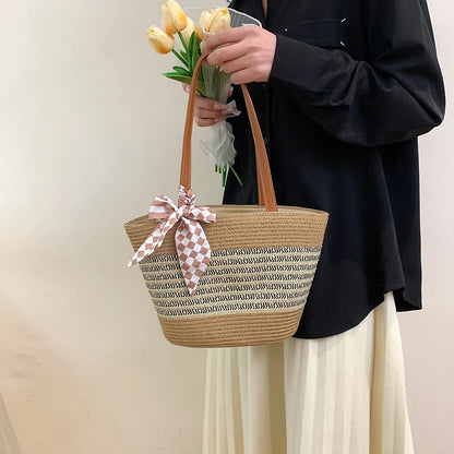 Large Straw Crochet Tote Bag
