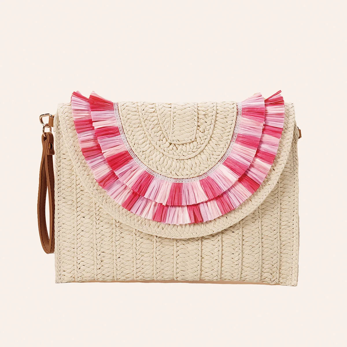 Handmade Raffia Straw Crossbody Clutch