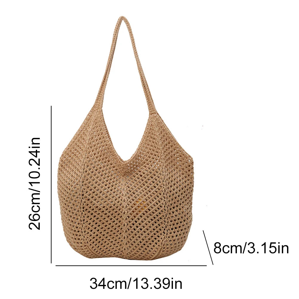 Large Knit Crochet Tote Shoulder Bag