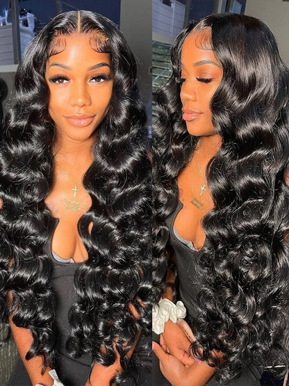 250 Density Loose Deep Wave Human Hair Frontal Wig 13x6 HD Lace Brazilian Curly Glueless Wigs 100% Human Hair Ready To Wear 38In