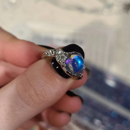 New Y2K Purple Crystal Irregular Heart Rings for Women Kpop Creative Heart Geometric Open Ring Punk Vintage Fashion Jewely Gifts