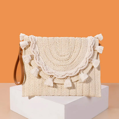 Handmade Raffia Straw Crossbody Clutch