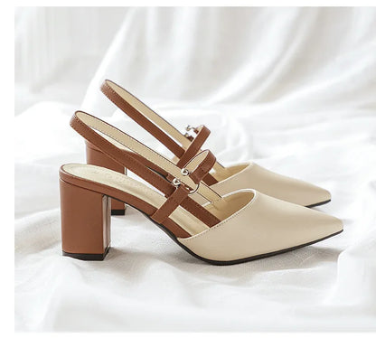 Pointed Toe Block Heel Sandals