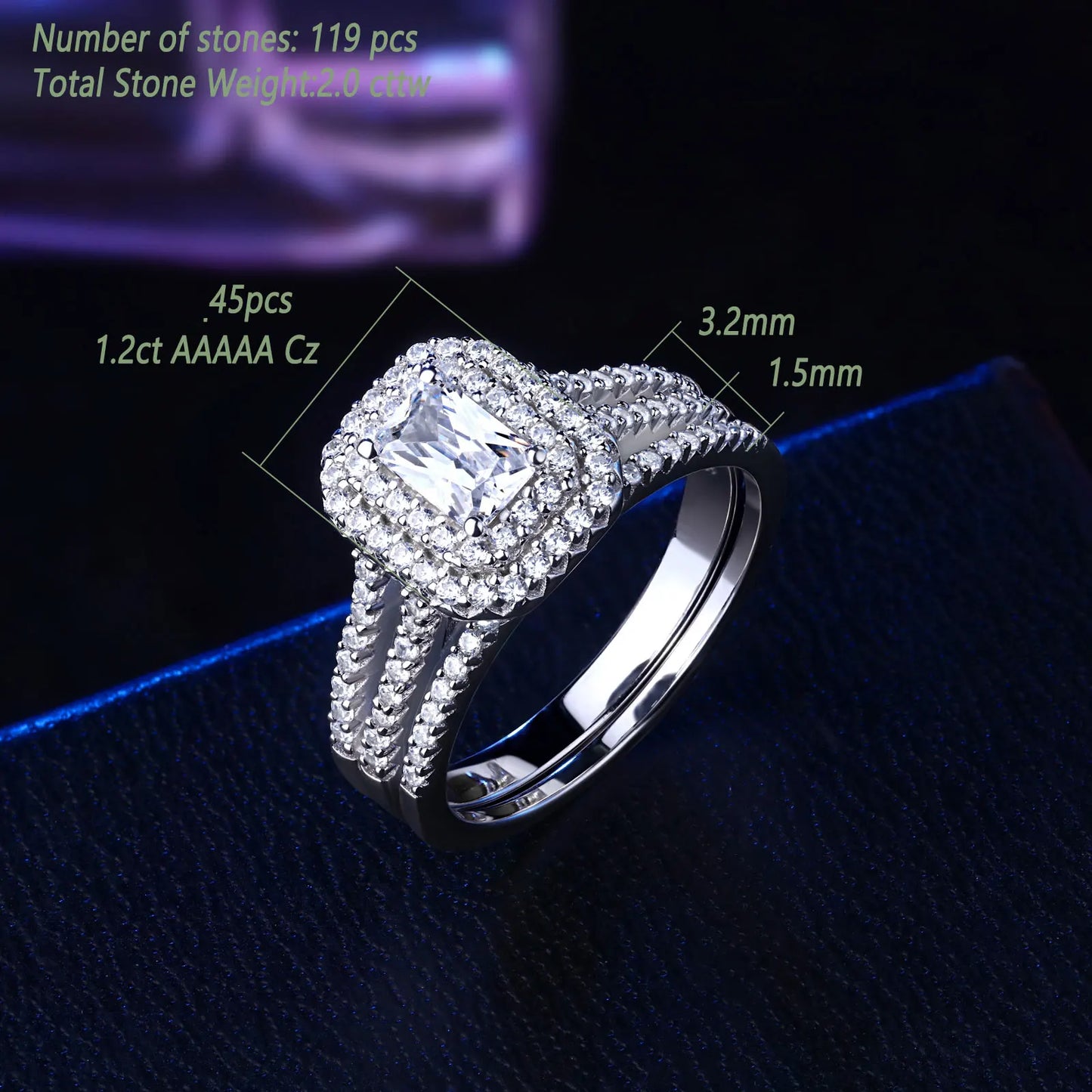 Radiant Cut Double Halo Engagement Ring