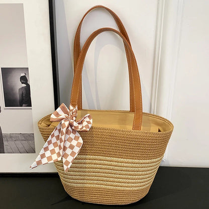 Large Straw Crochet Tote Bag