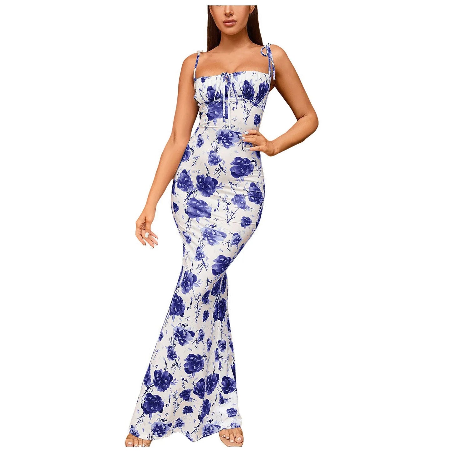 Boho Floral Spaghetti Strap Maxi Dress