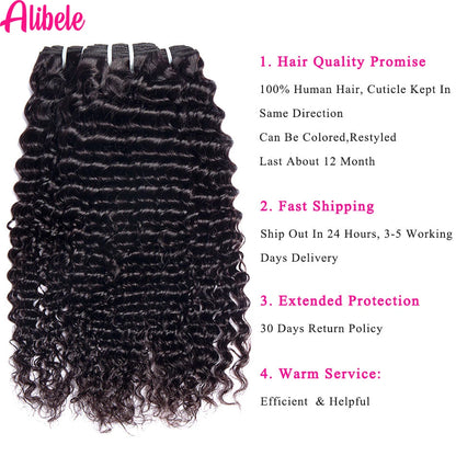 Alibele 5x5 Lace Closure With Bundles Peruvian Deep Curly Hair Bundles With 4x4 Lace Closure Remy Human Hair Bundles WithClosure