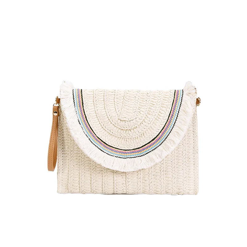 Handmade Raffia Straw Crossbody Clutch