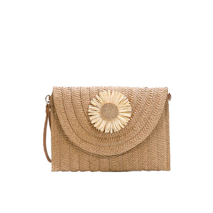 Handmade Raffia Straw Crossbody Clutch