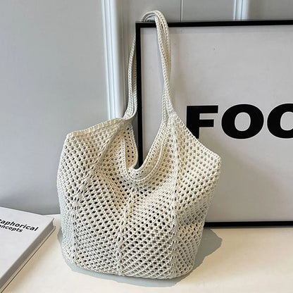 Large Knit Crochet Tote Shoulder Bag