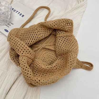 Large Knit Crochet Tote Shoulder Bag