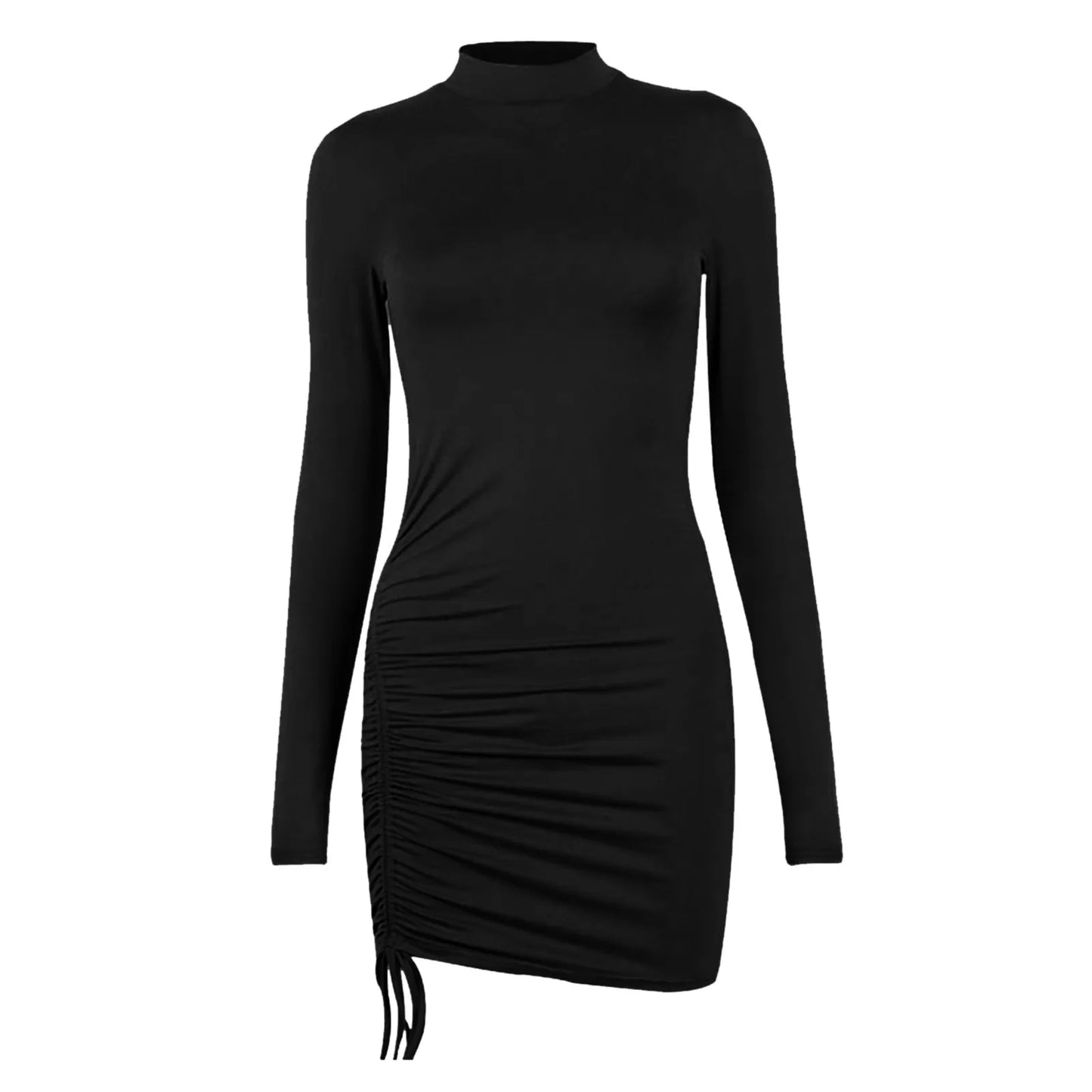 Drawstring Bodycon Long Sleeve Dress