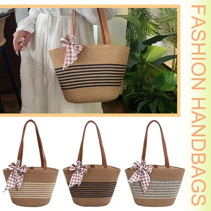 Large Straw Crochet Tote Bag