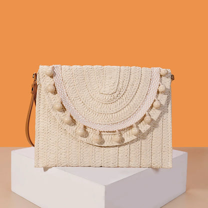 Handmade Raffia Straw Crossbody Clutch