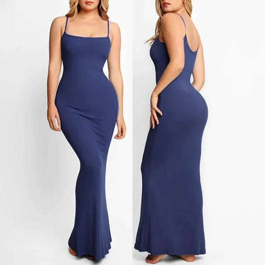 Slim Black Knitted LONG Dress Summer Solid Women Dress Ultimate Waist To Hip Ratio Sling Dress blue sexy pink casual outfit
