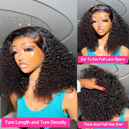 CEXXY Short Bob Jerry Curly Human Hair Wig 13x4 HD Lace Frontal Water Wave Remy Hair For Women Natural Look Preplucked Human Wig