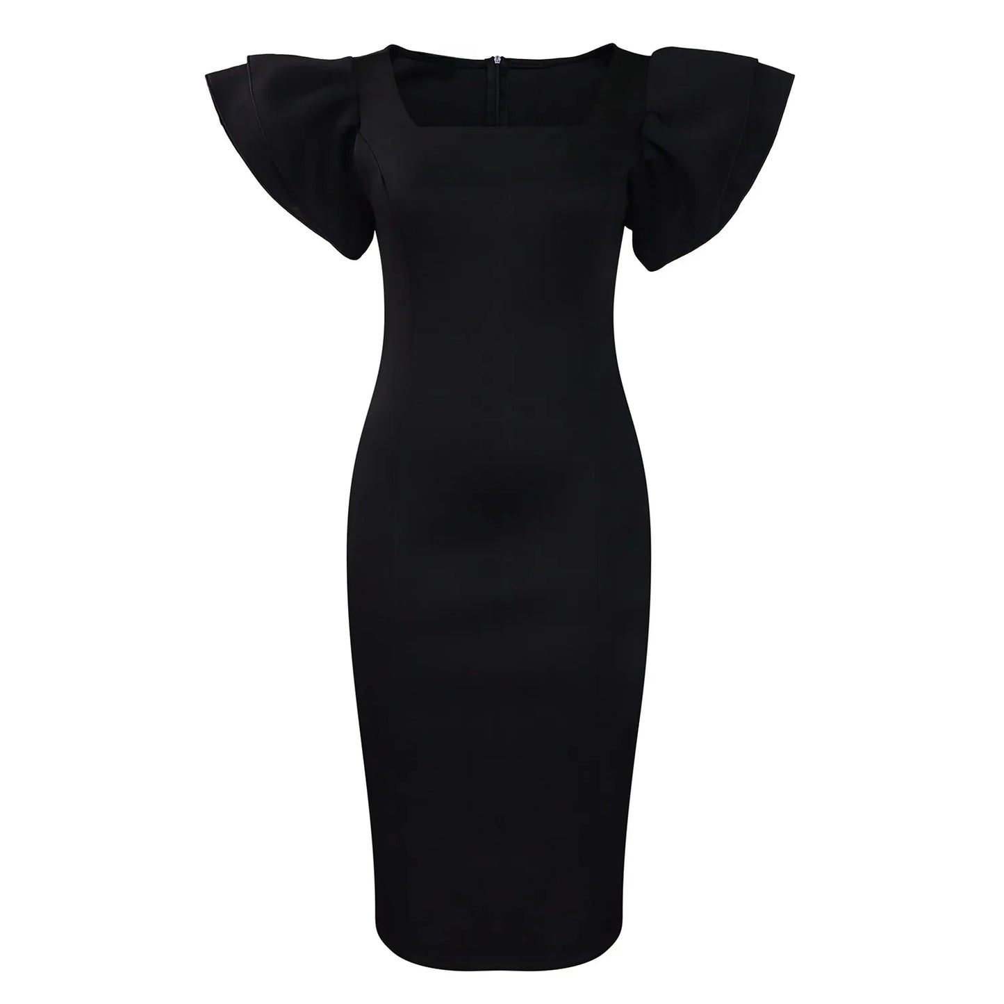 Fashionable Pure Color African Dress Q121 with Elegant Fleece Sleeve Bodycon Skirt Single Piece Women's Clothing