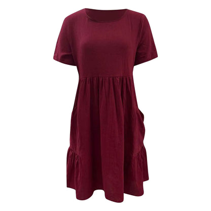 Vintage Cotton Linen Pocket Dress