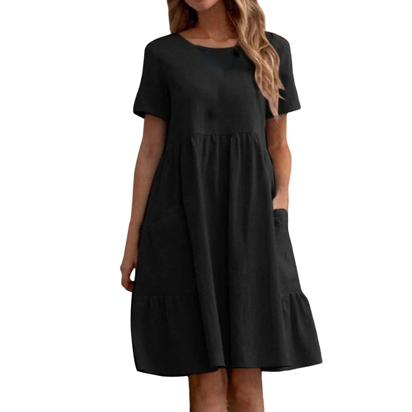 Vintage Cotton Linen Pocket Dress